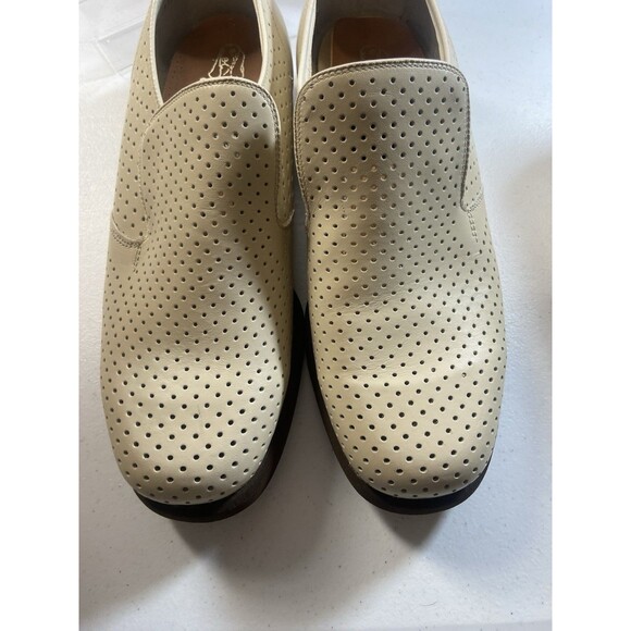 Hush Puppies Mens Perforated Leather Slip On Loafers Bone Size 9 - Picture 3 of 16